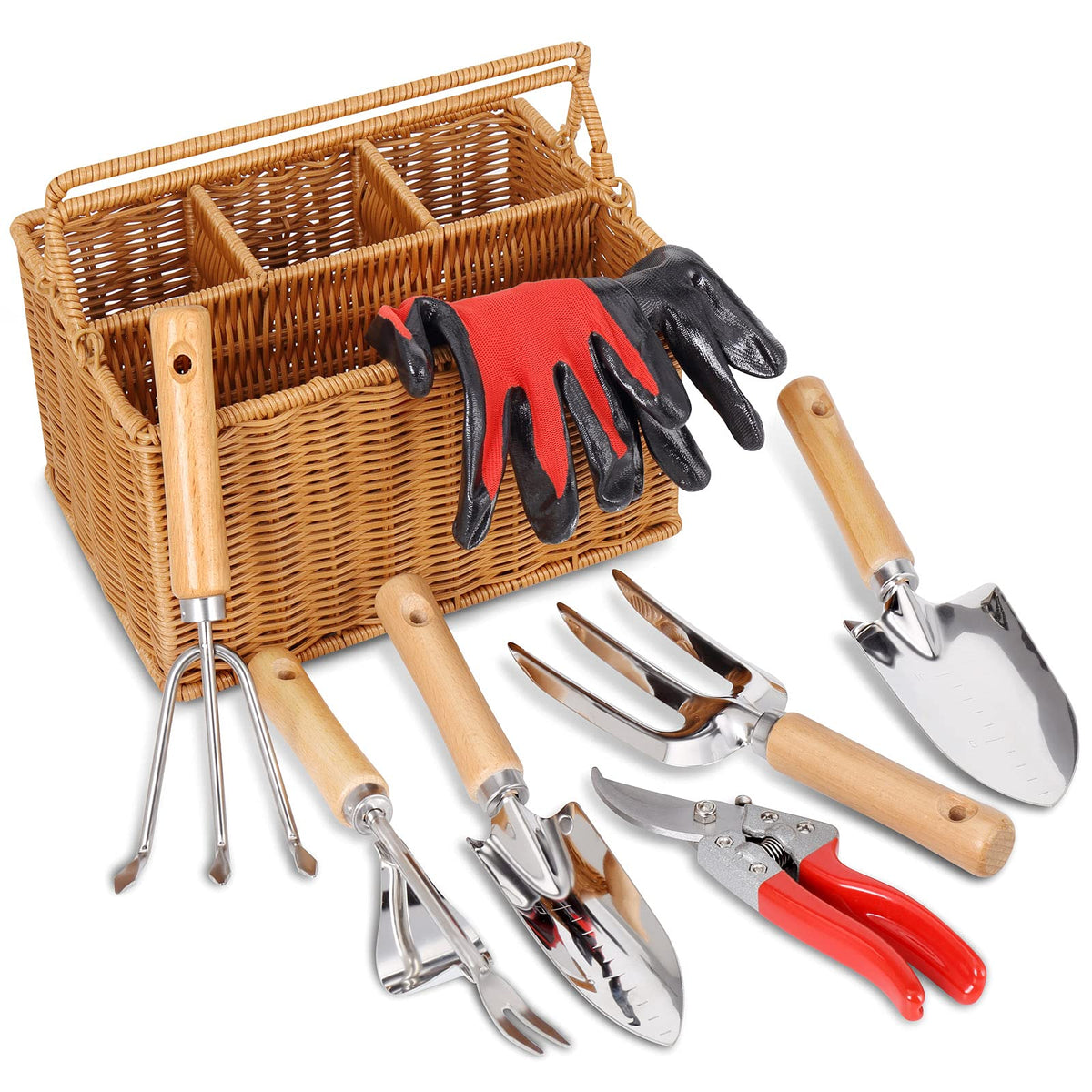 Gardening Tool Set with Apron and Basket
