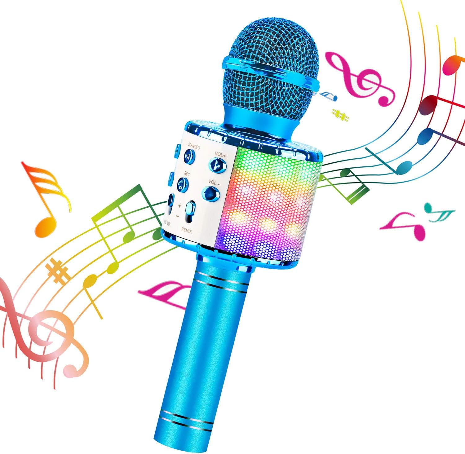 Karaoke Microphone with Speaker and LED Lights
