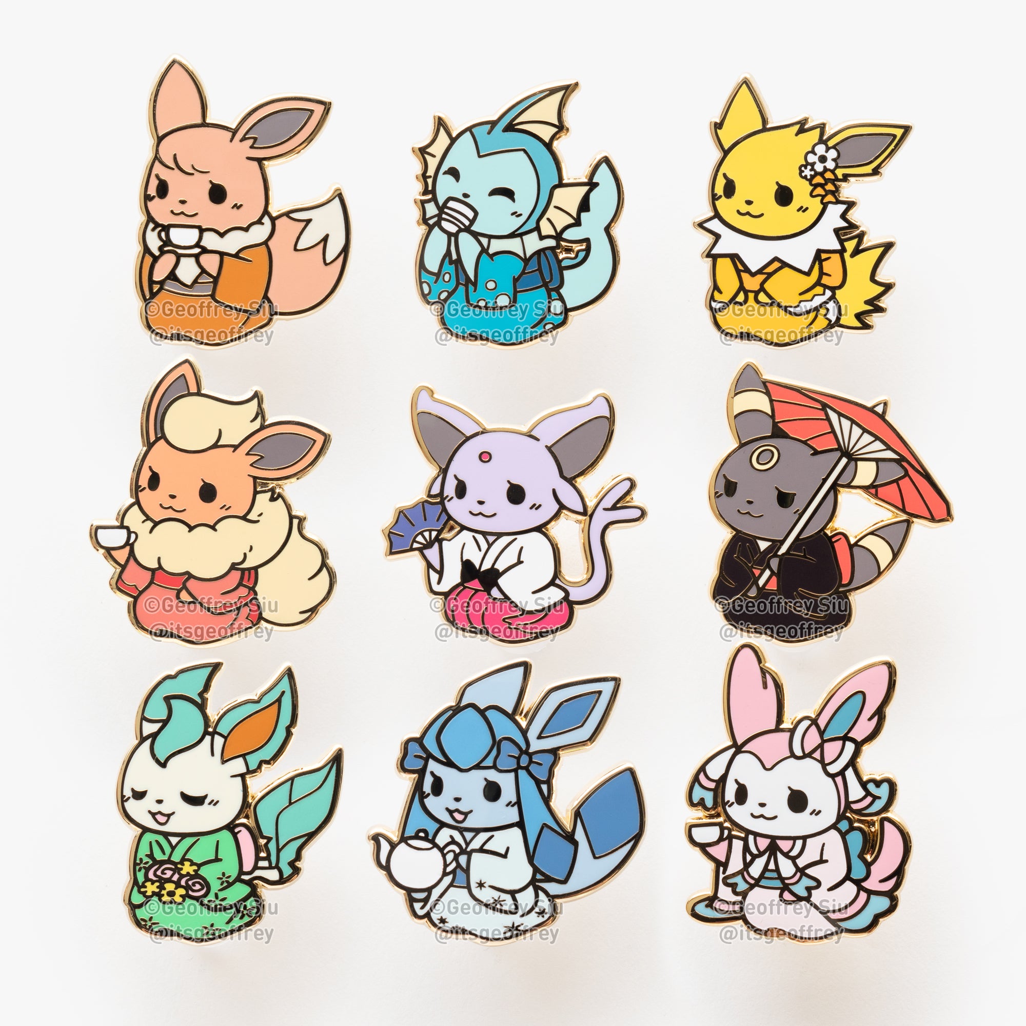 Teaveelution Pokemon Enamel Pins Bundle by Geoffrey Siu