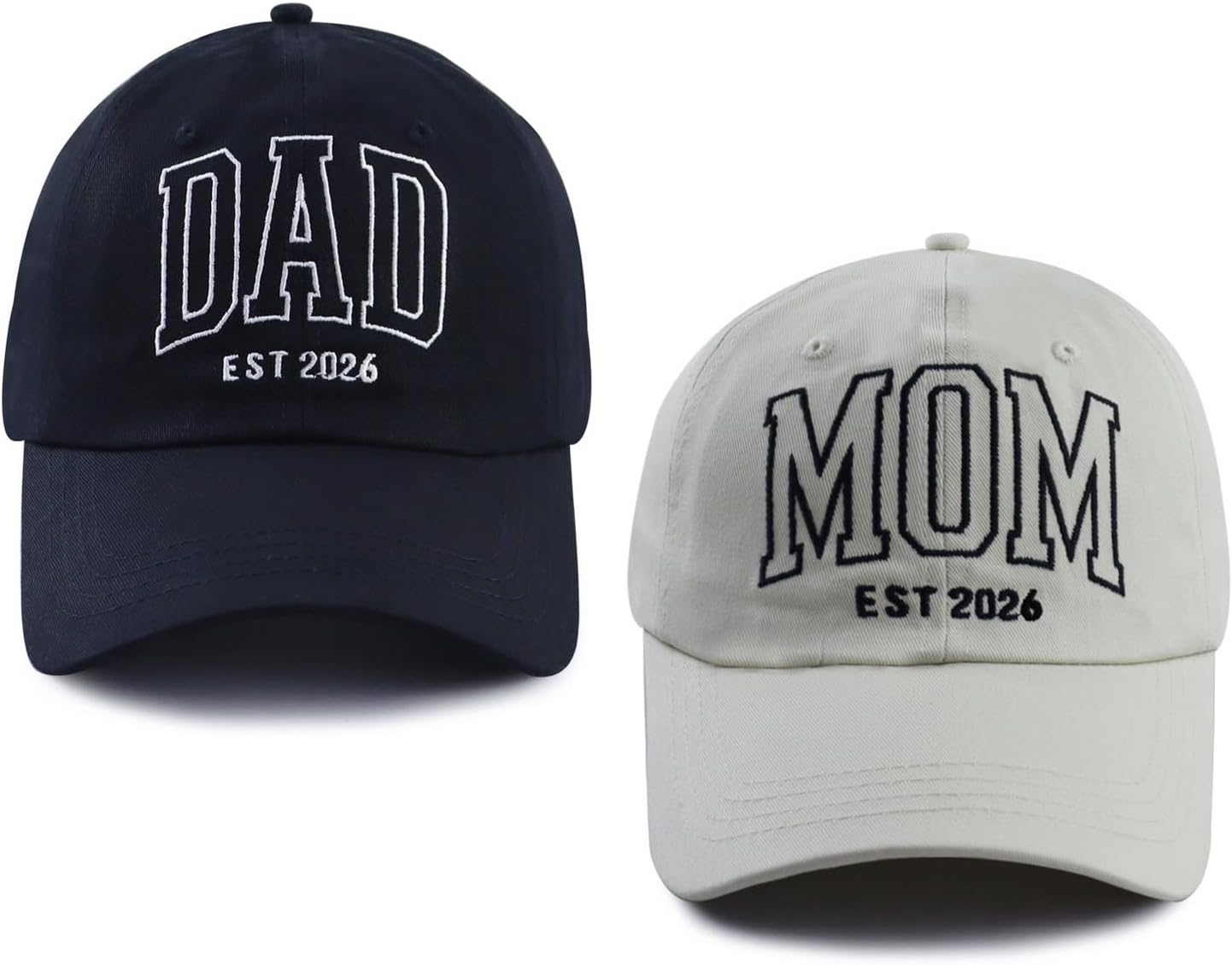 Dad and Mom Est 2026 Baseball Caps